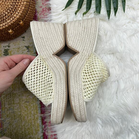 Dolce Vita Neutral White Raffia Chunky Platform Slide Sandal 9.5 Boho Vacation - Picture 6 of 9